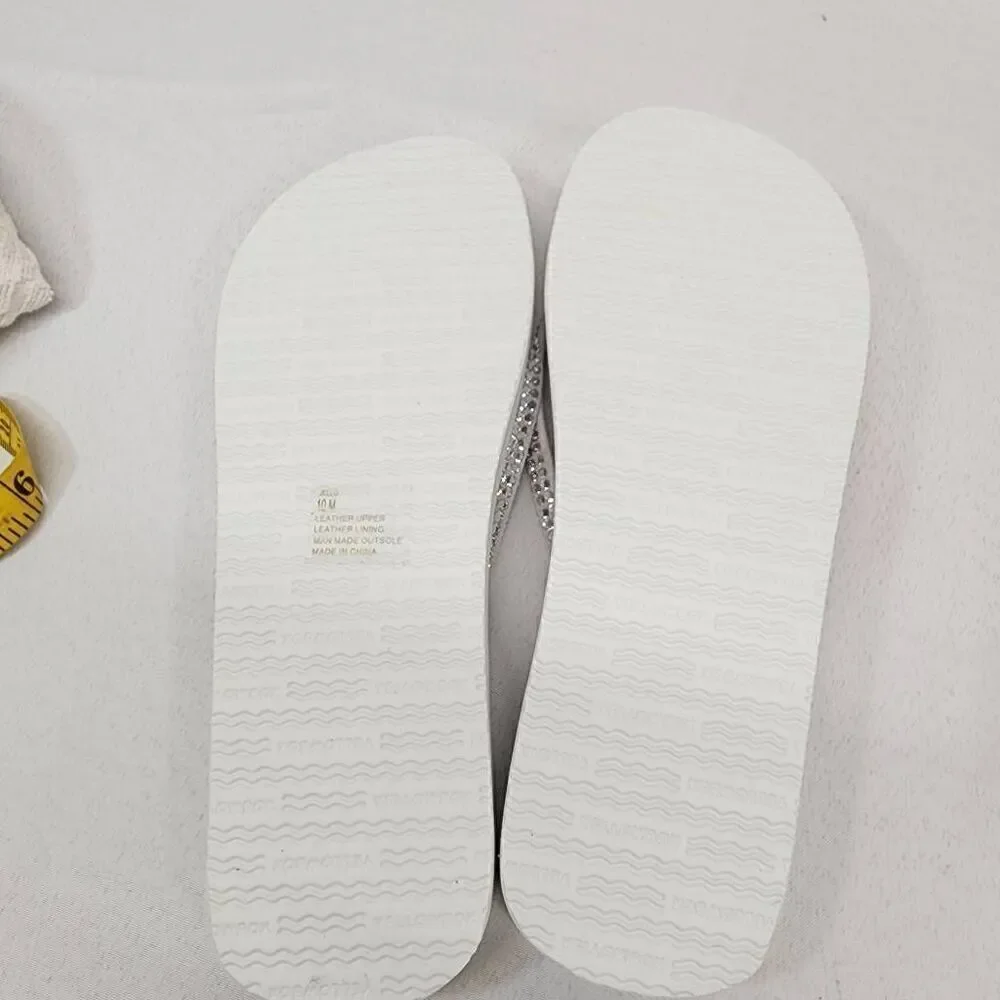 Yellow Box Size 10 Women's Jello Rhinestone Sandals White Beach Summer Comfort N - Picture 6 of 8